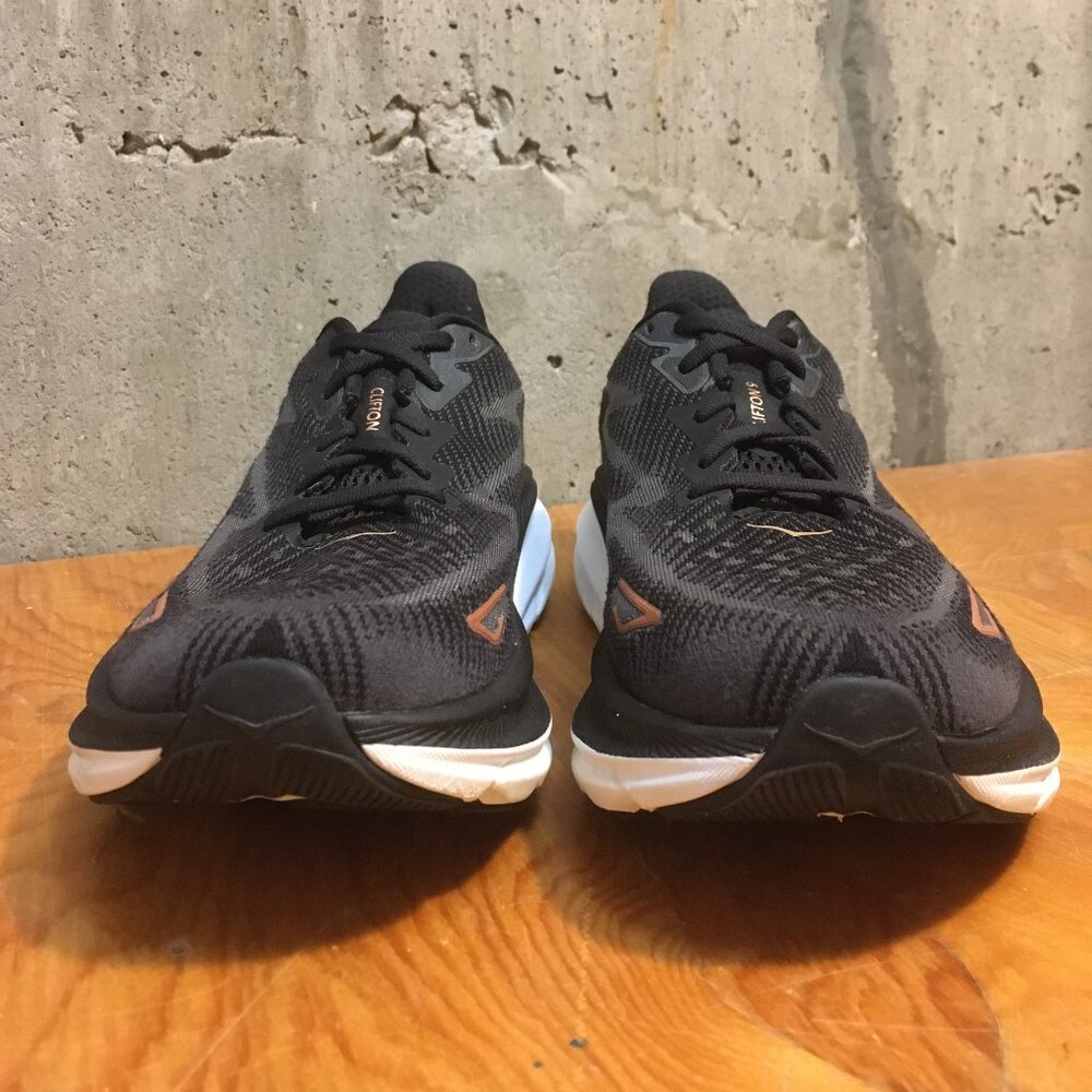 HOKA CLIFTON 9 Womens WIDE Running Shoes Size 8D 8 D BLACK/COPPER BCPPR NO BOX